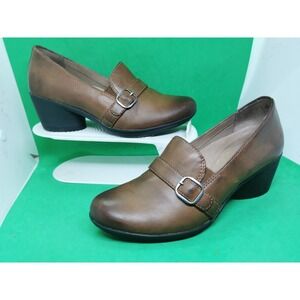 Dansko Rosalie Burnished Calf Block Heel Loafer Chestnut Women's Size 6.5/EU 37